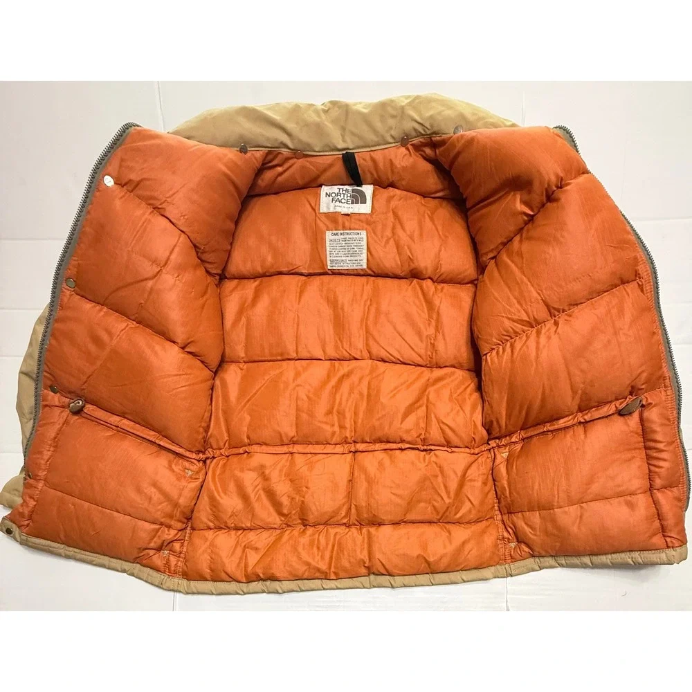Vintage The North Face Brown Label Down Puffer‎ Jacket Tan Made in USA Medium